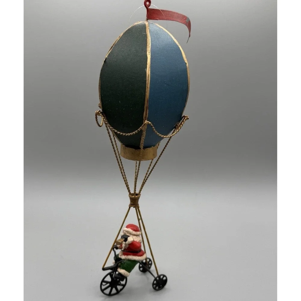 Santa Claus Bicycle Hot Air Ballon Metal Christmas Ornament 13